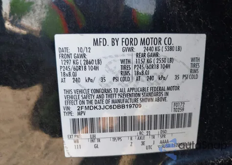 2013 Ford Edge Sel from USA, damaged, VIN 2FMDK3JC6DBB19709